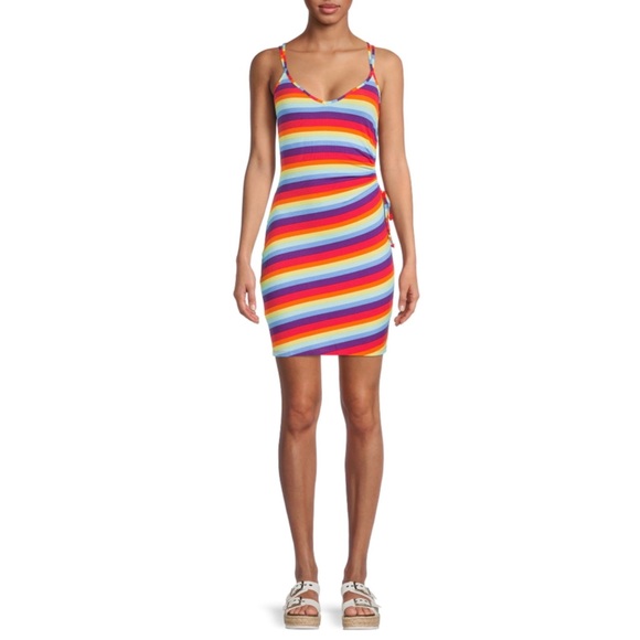 🆕 Double Strap Pride 🌈 Ruched Front Mini Dress - Picture 3 of 6